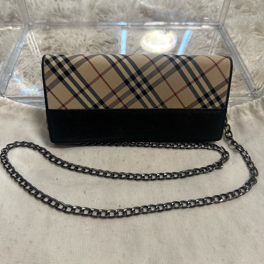 Burberry Beige and Black Check Wallet